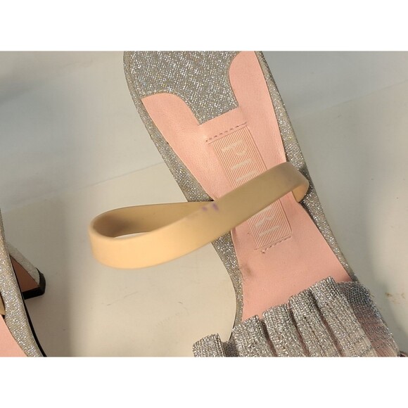 NEW Piferi Silver Izma 100 Glitter Ruffled Slingback Sandal 4" Heels Size 38 - Picture 12 of 12